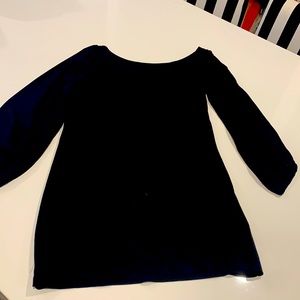 Cool brand new black dress with lower back and blue zipper detail size M